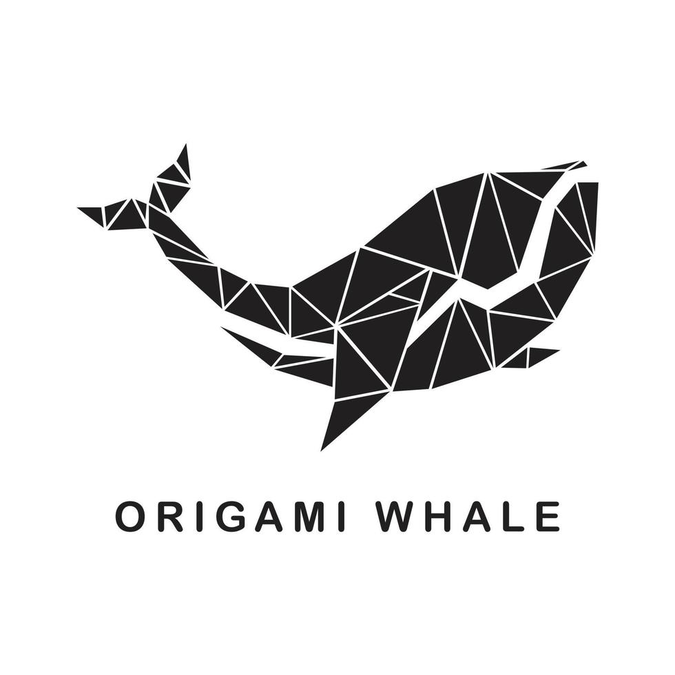 vector geometric illustration of a whale. whale origami creative concept editable.