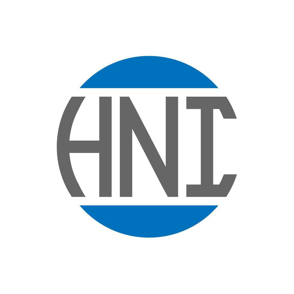 diseño de logotipo de letra hni sobre fondo blanco. concepto de logotipo de círculo de iniciales creativas hni. diseño de letras hni. vector