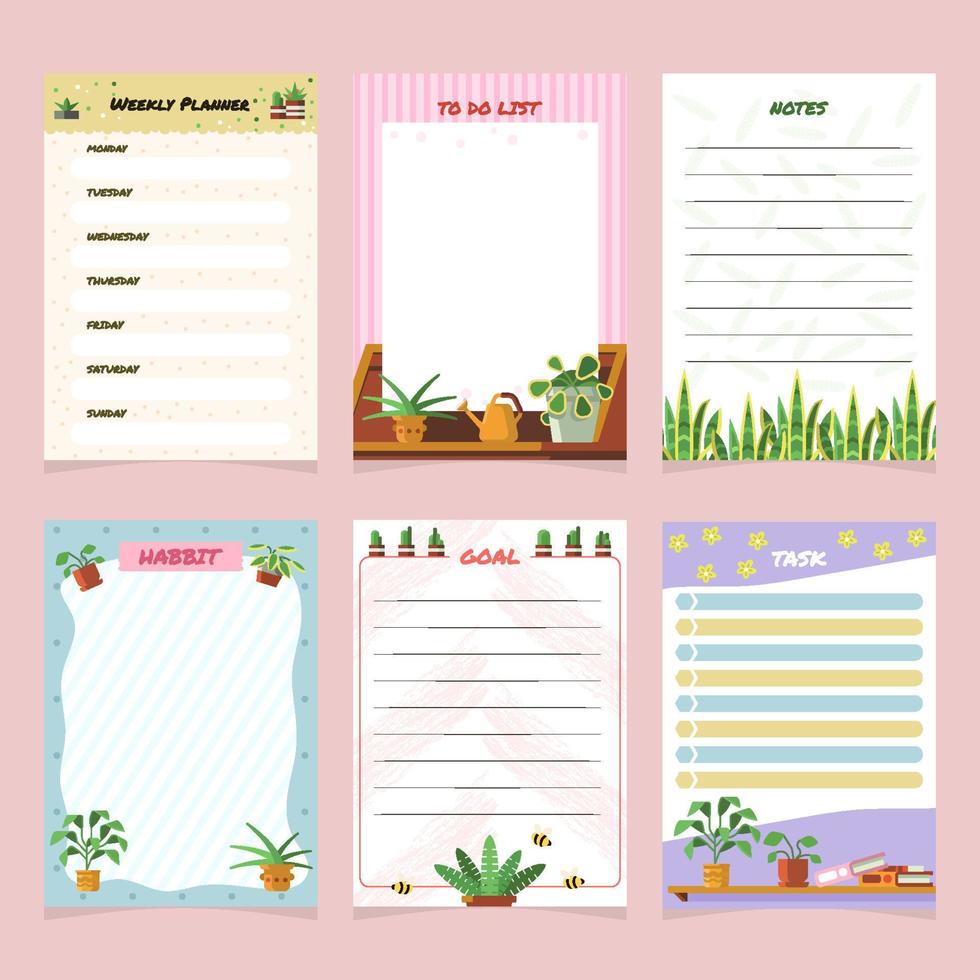 Colorful Succulents Journal Template Concept vector