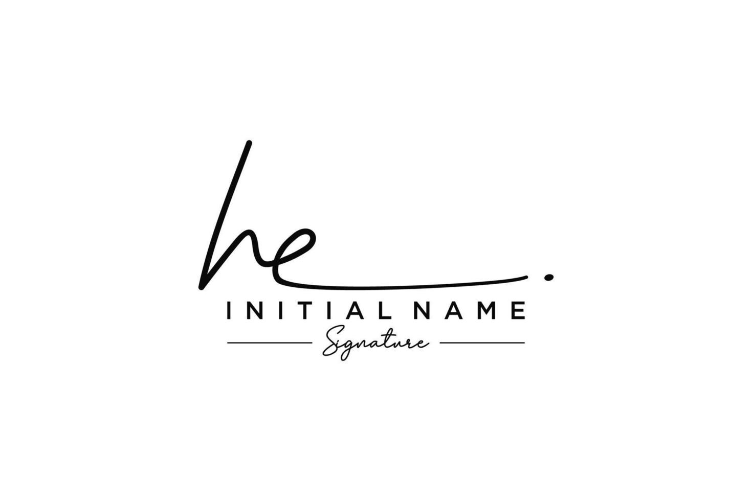 Initial HE signature logo template vector. Hand drawn Calligraphy lettering Vector illustration.