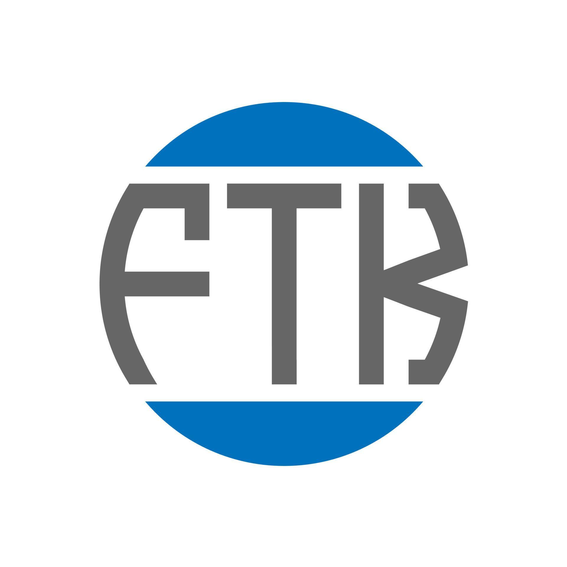 FTK letter logo design on white background. FTK creative initials