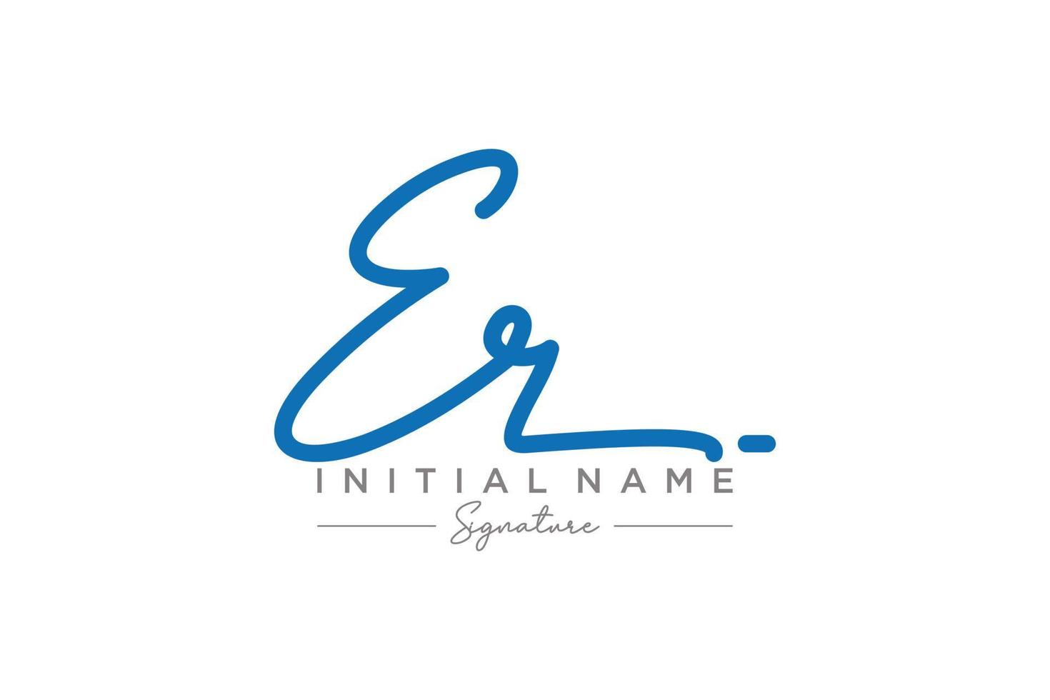 Initial ER signature logo template vector. Hand drawn Calligraphy lettering Vector illustration.