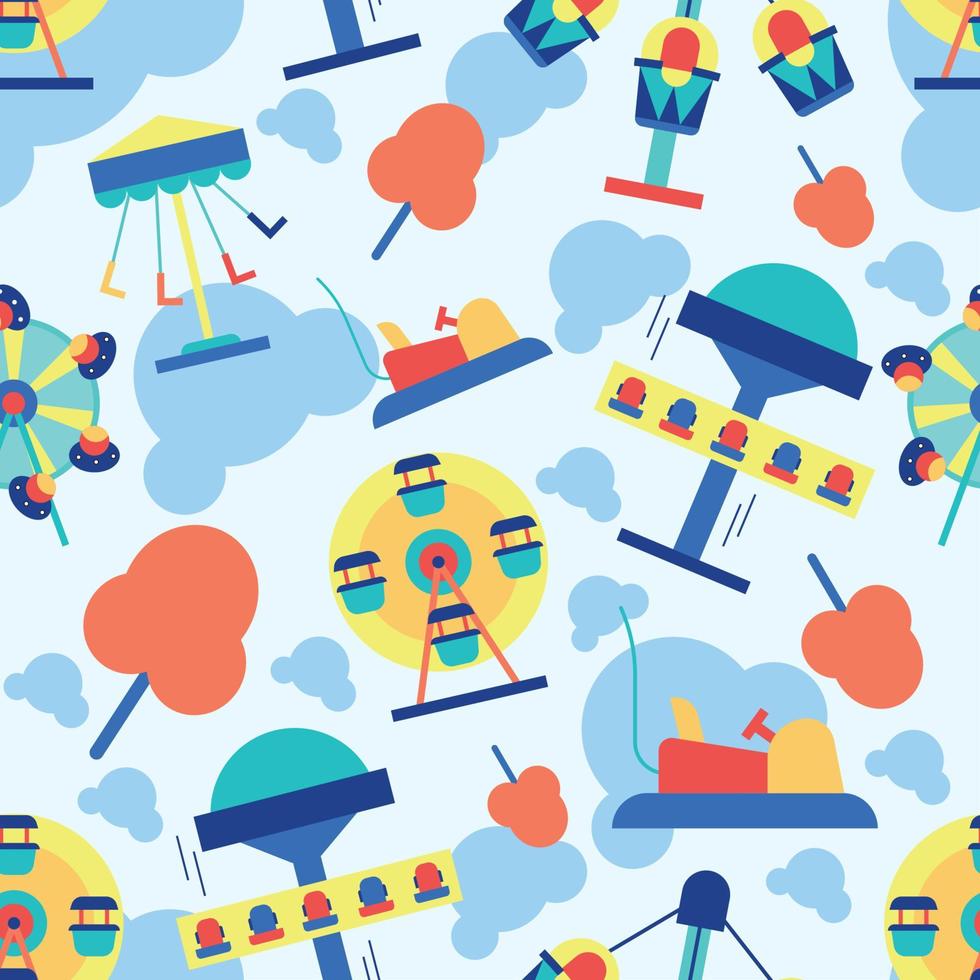 pattern background with amusement park icons Vector illustration