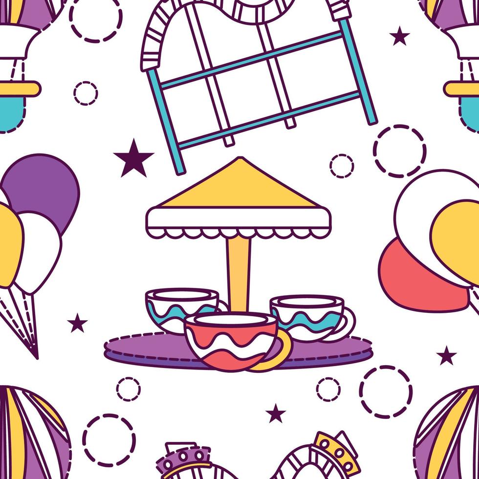 pattern background with amusement park icons Vector illustration