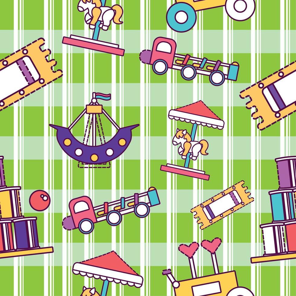 pattern background with amusement park icons Vector illustration