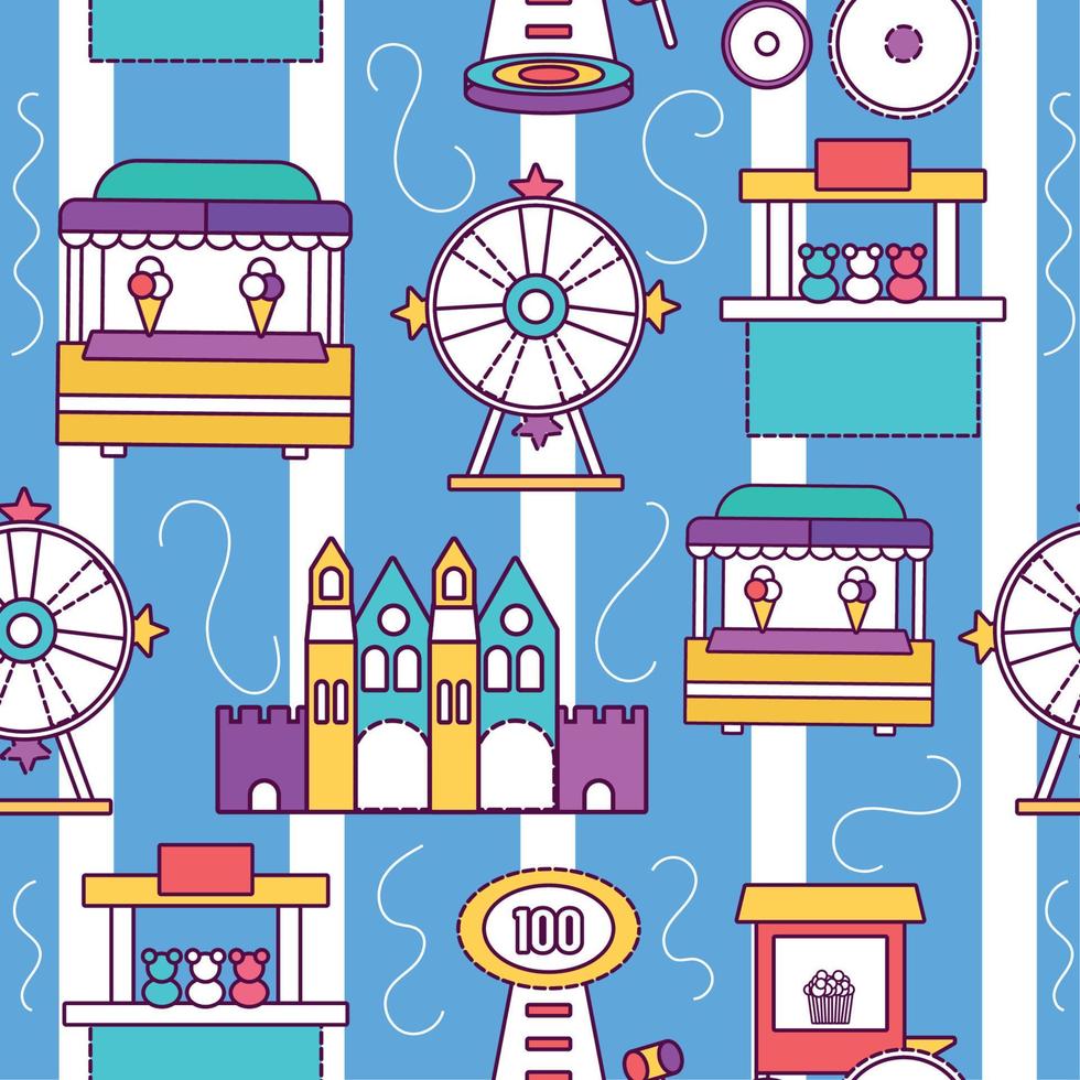 pattern background with amusement park icons Vector illustration