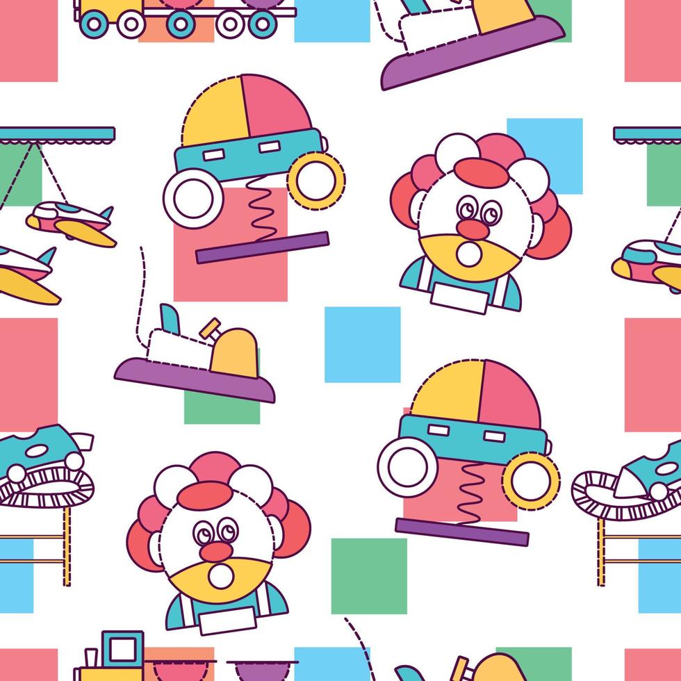 pattern background with amusement park icons Vector illustration