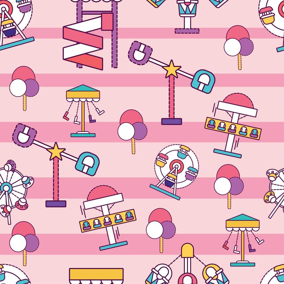 pattern background with amusement park icons Vector illustration