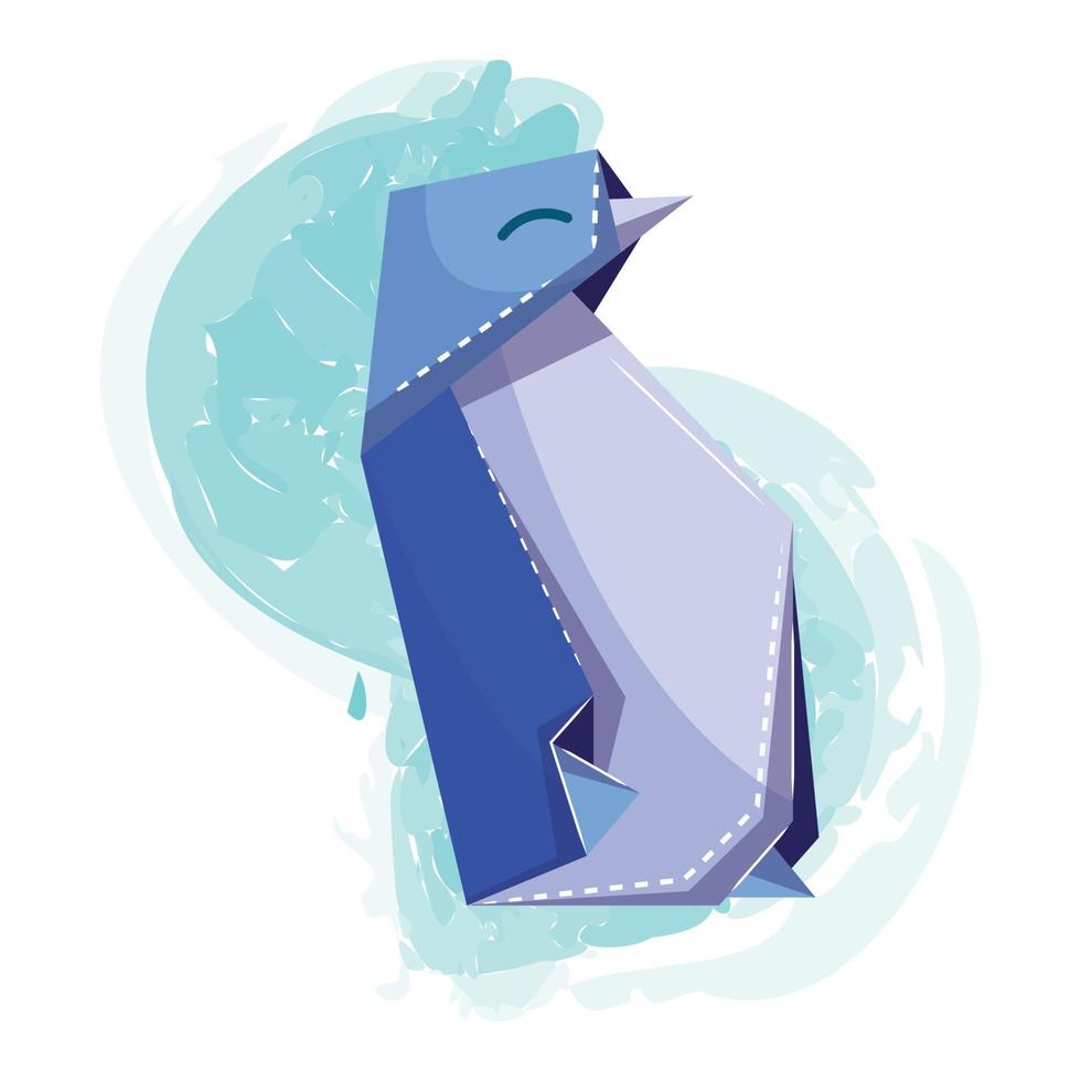 aislado lindo pingüino origami dibujo icono vector ilustración