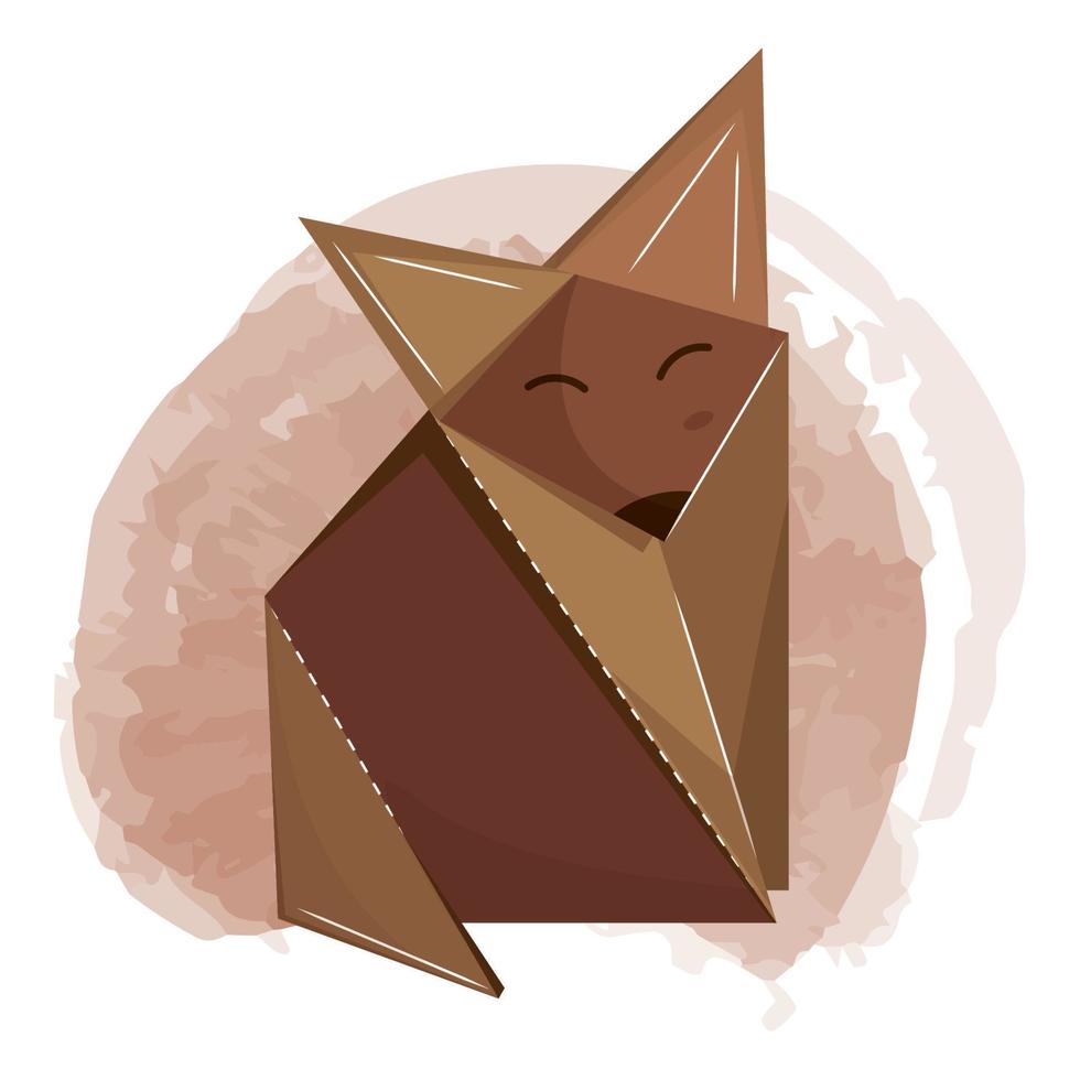 Ilustración de vector de icono de esbozo de origami de zorro lindo aislado