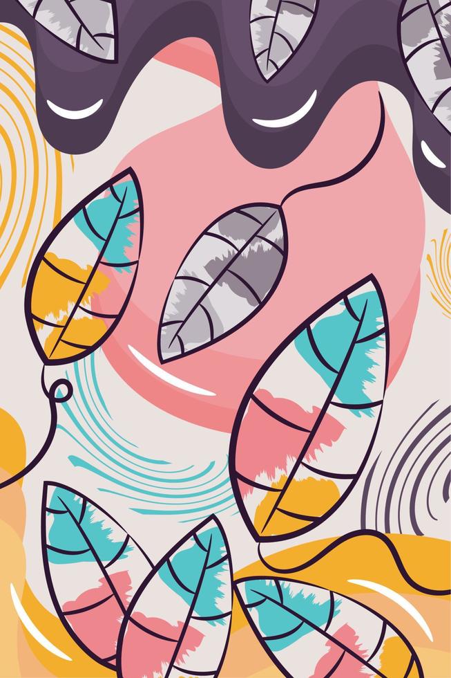 fondo de color neutro vertical con bocetos de hojas ilustración vectorial vector