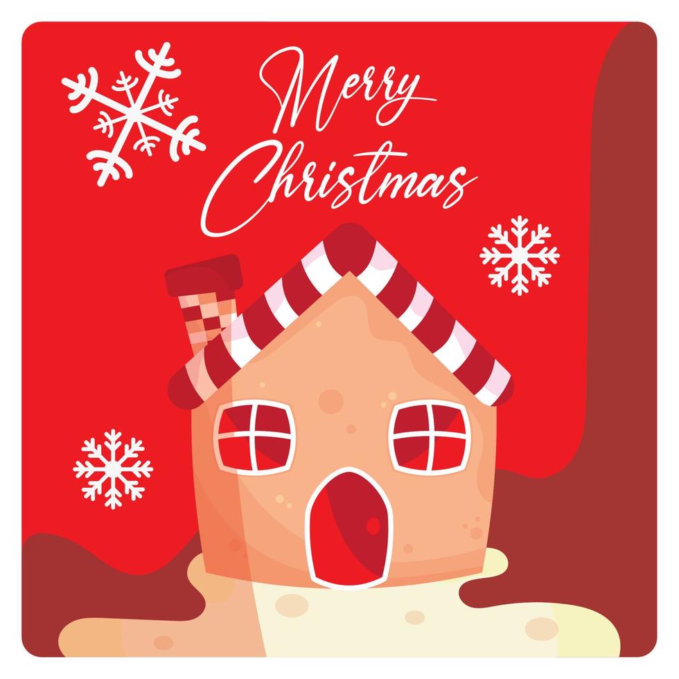 Isolated house made of sugar Merry christmas template Vector illustration