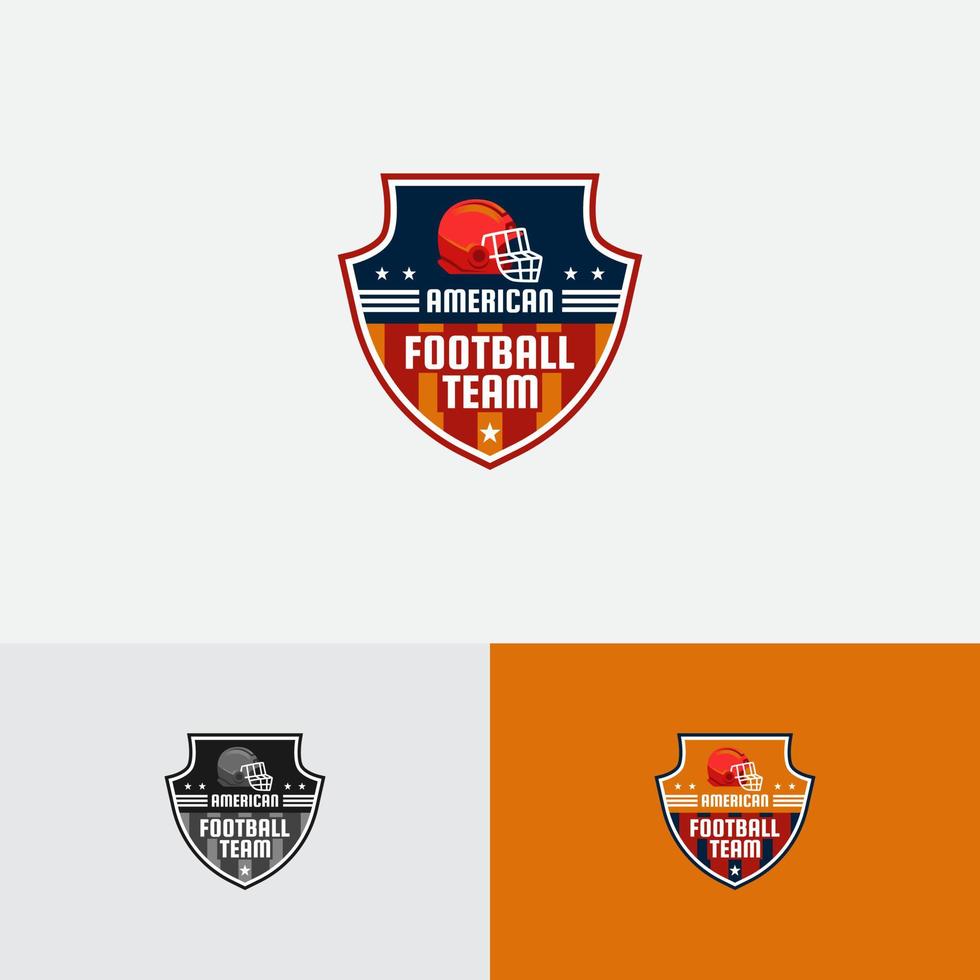 Logo Emblem American Football Helmet with Striped Badge Black Blue Red Orange Color vector