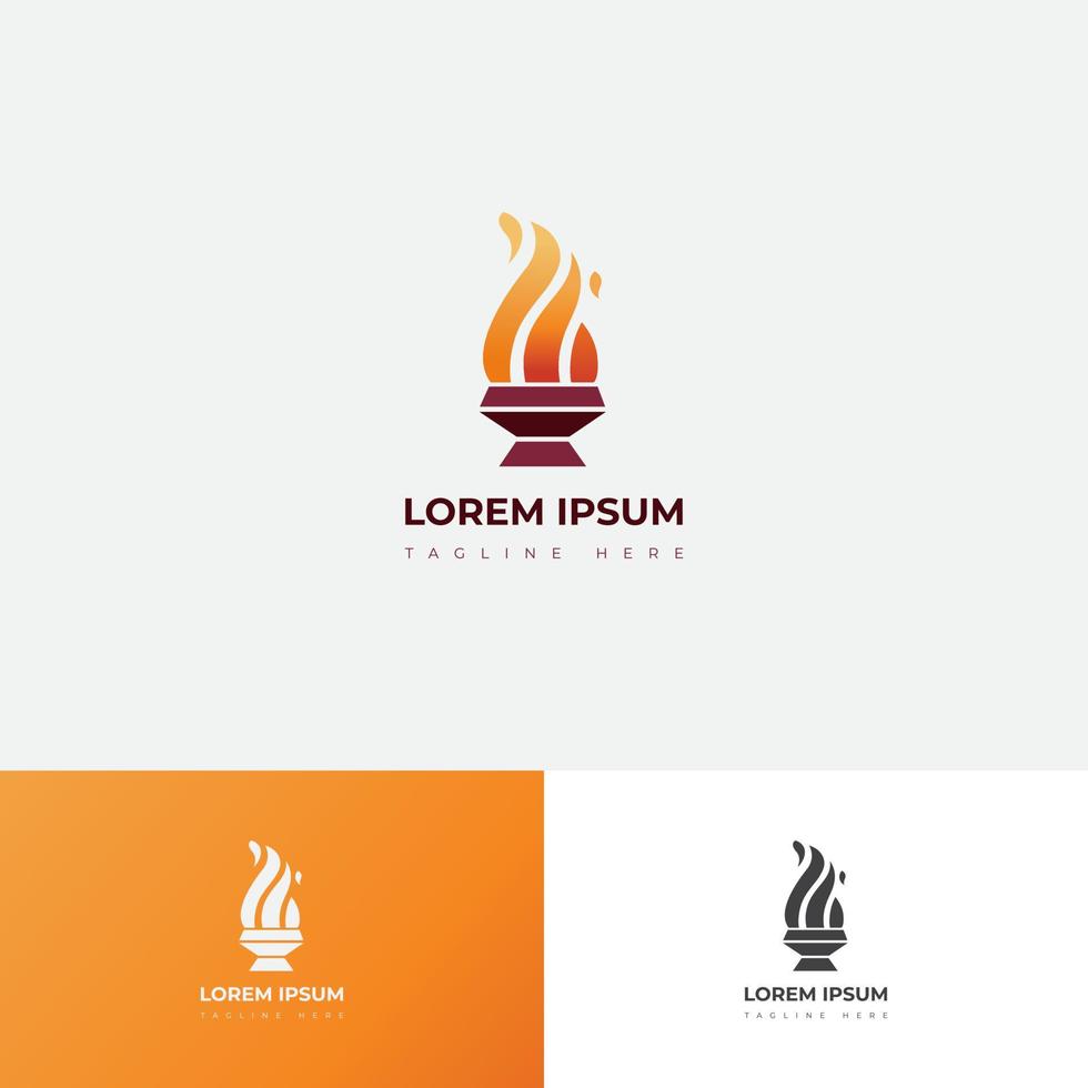 Torch Fire Symbol Simple Logo with Orange Yellow Color vector