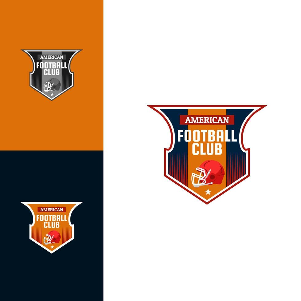 Logotipo emblema insignia de flecha de fútbol americano con casco color rojo naranja vector