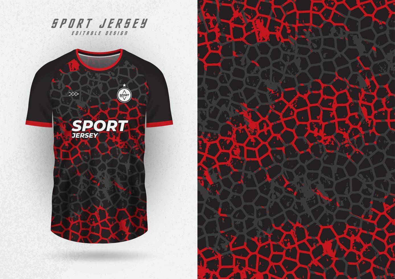 fondo de diseño de camiseta para el juego de fútbol de ciclismo de carreras de jersey de equipo patrón de roca roja negra vector