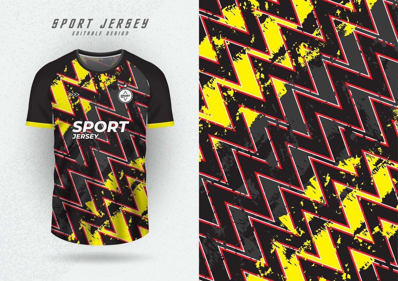 fondo de diseño de camiseta para equipo jersey carreras ciclismo juego de fútbol zig zag negro rayas amarillas vector