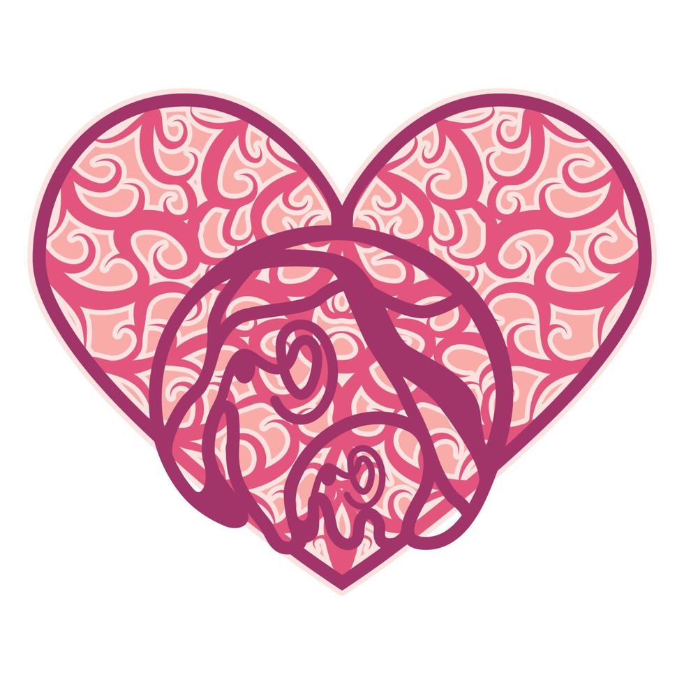 Abstract ornamental heart shaped 3d. Cutout lacy ornate heart. Valentine's day greeting card. Laser cutting design vector