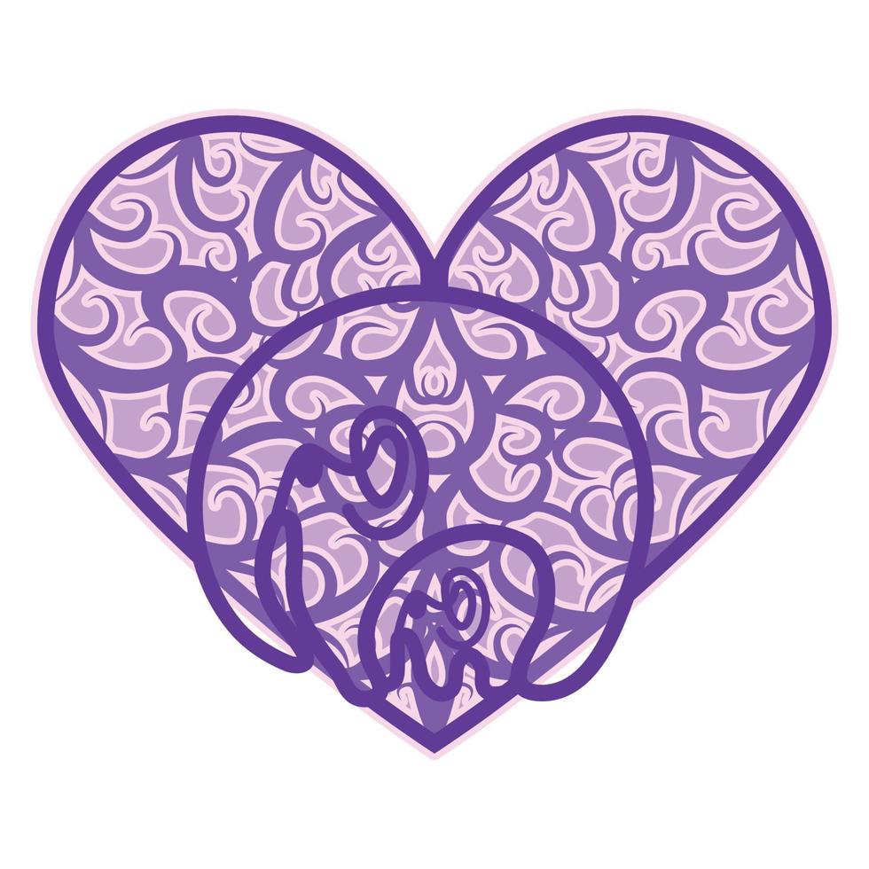 Abstract ornamental heart shaped 3d. Cutout lacy ornate heart. Valentine's day greeting card. Laser cutting design vector