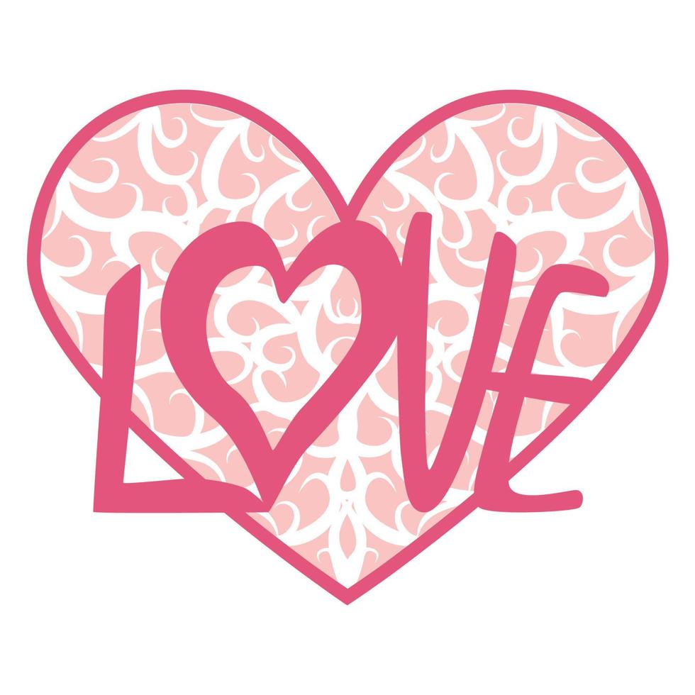 3d en forma de corazón ornamental abstracto. corazón adornado de encaje recortado. tarjeta de felicitación del día de san valentín. diseño de corte por láser vector