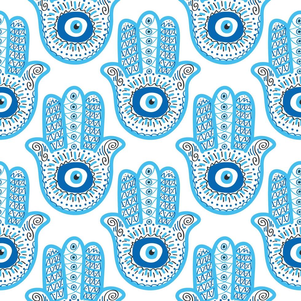 Evil eye seamless pattern. Magic, witchcraft, occult symbol, line art collection. Hamsa eye, magical eye, decor element. vector