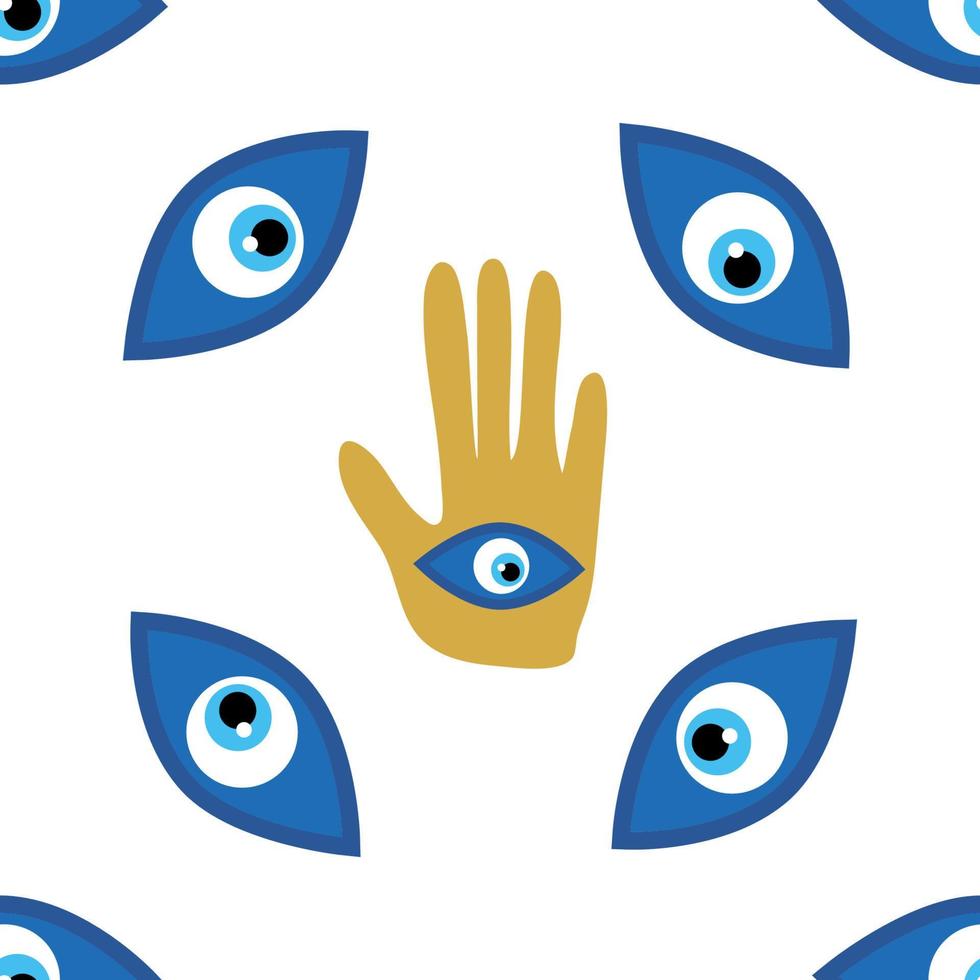 Evil eye seamless pattern. Magic, witchcraft, occult symbol, line art collection. Hamsa eye, magical eye, decor element vector
