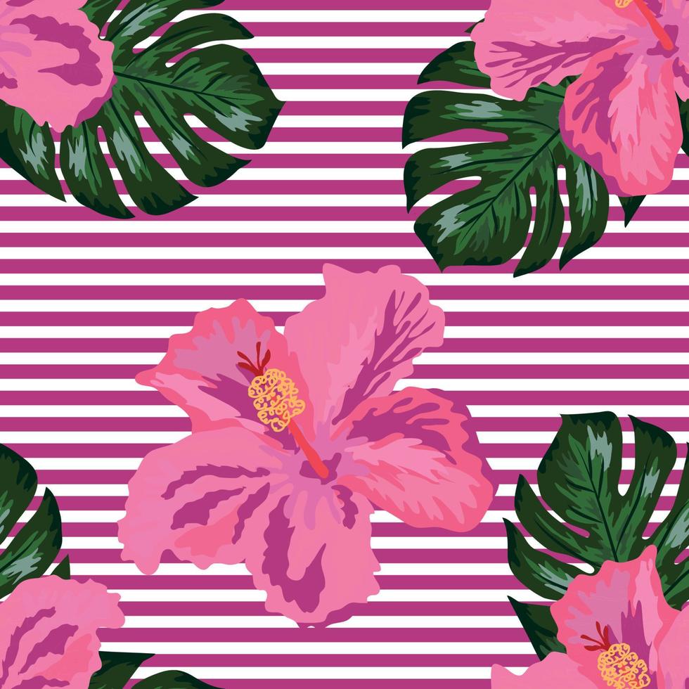 Floral exotic tropical seamless pattern tropic hawaiian wallpaper. Botanical print. Modern floral background. vector