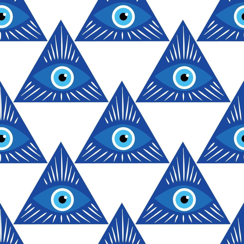 Mandala greek evil eye symbol of protection, blue turkish vector