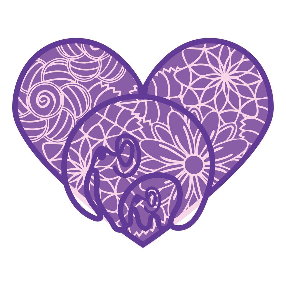 Abstract ornamental heart shaped 3d. Cutout lacy ornate heart. Valentine's day greeting card. Laser cutting design vector