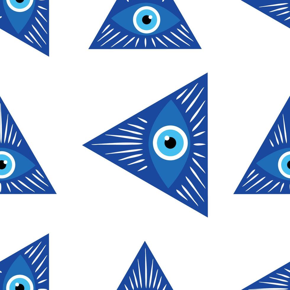 Mandala greek evil eye symbol of protection, blue turkish vector