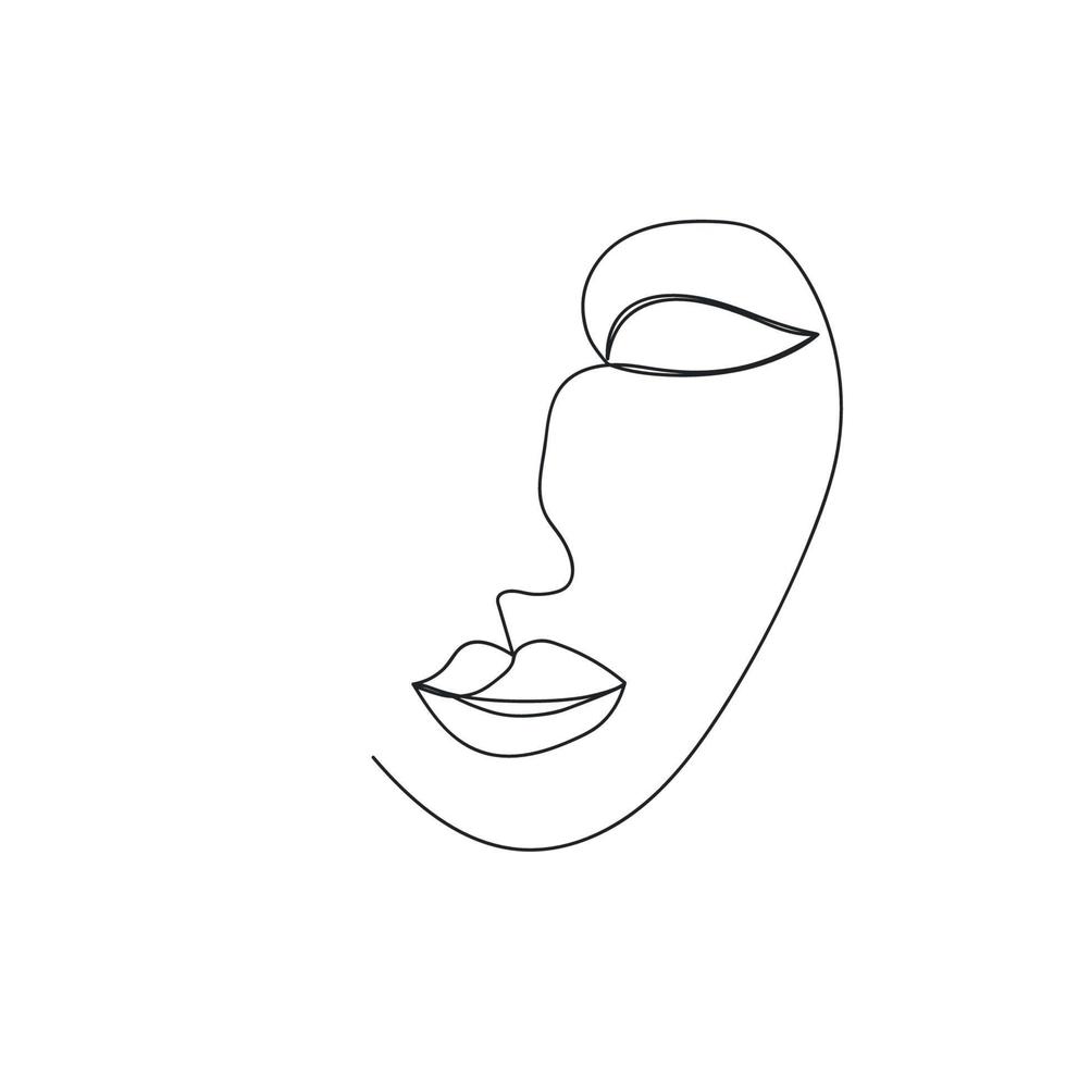 línea continua, dibujo de rostros y peinados, concepto de moda, minimalista de belleza femenina, ilustración vector