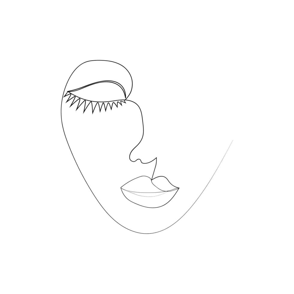 Continuous line, drawing of set faces and hairstyle, fashion concept, woman beauty minimalist, illustration vector