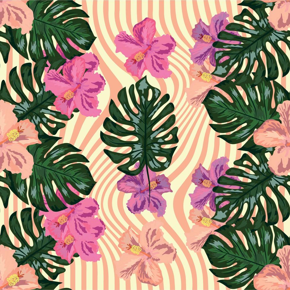 Fondo de pantalla hawaiano tropical tropical exótico floral de patrones sin fisuras. impresión botánica. fondo floral moderno. vector