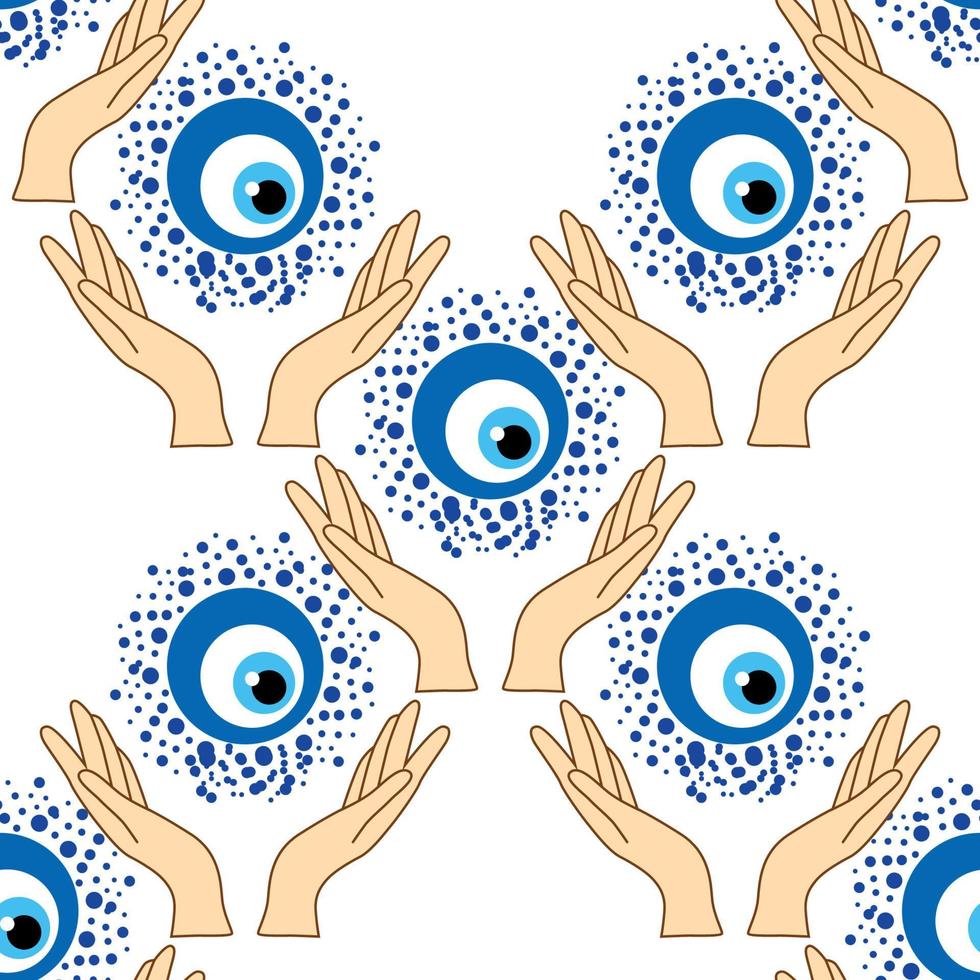 Evil eye seamless pattern. Magic, witchcraft, occult symbol, line art collection. Hamsa eye, magical eye, decor element. vector