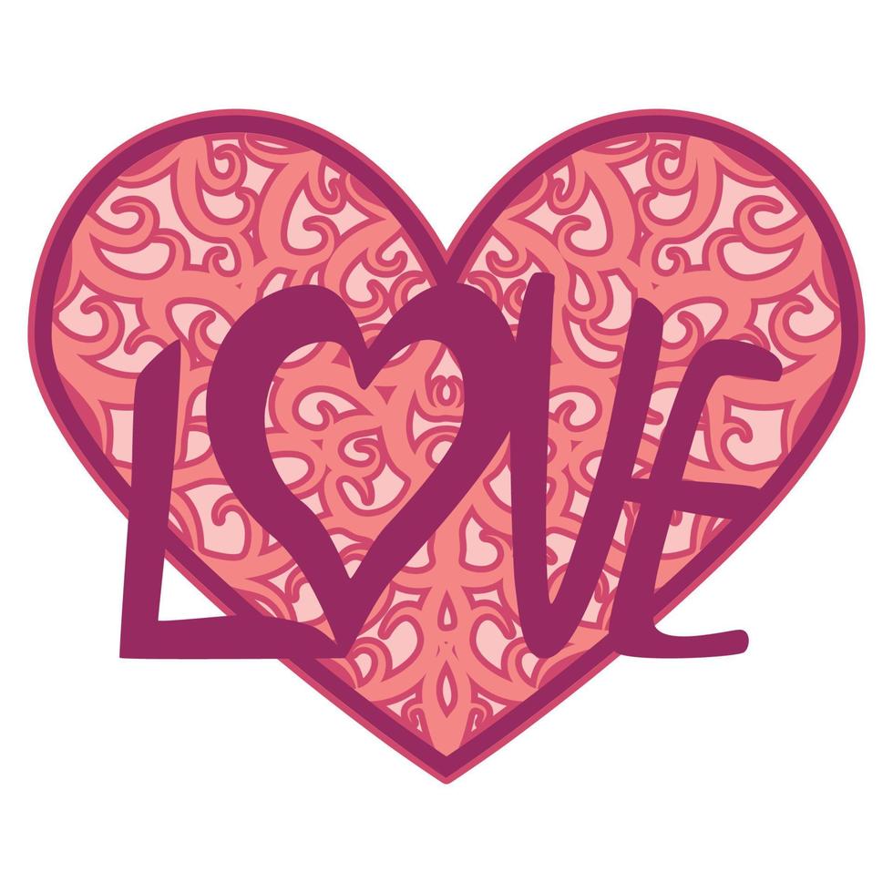 Abstract ornamental heart shaped 3d. Cutout lacy ornate heart. Valentine's day greeting card. Laser cutting design vector