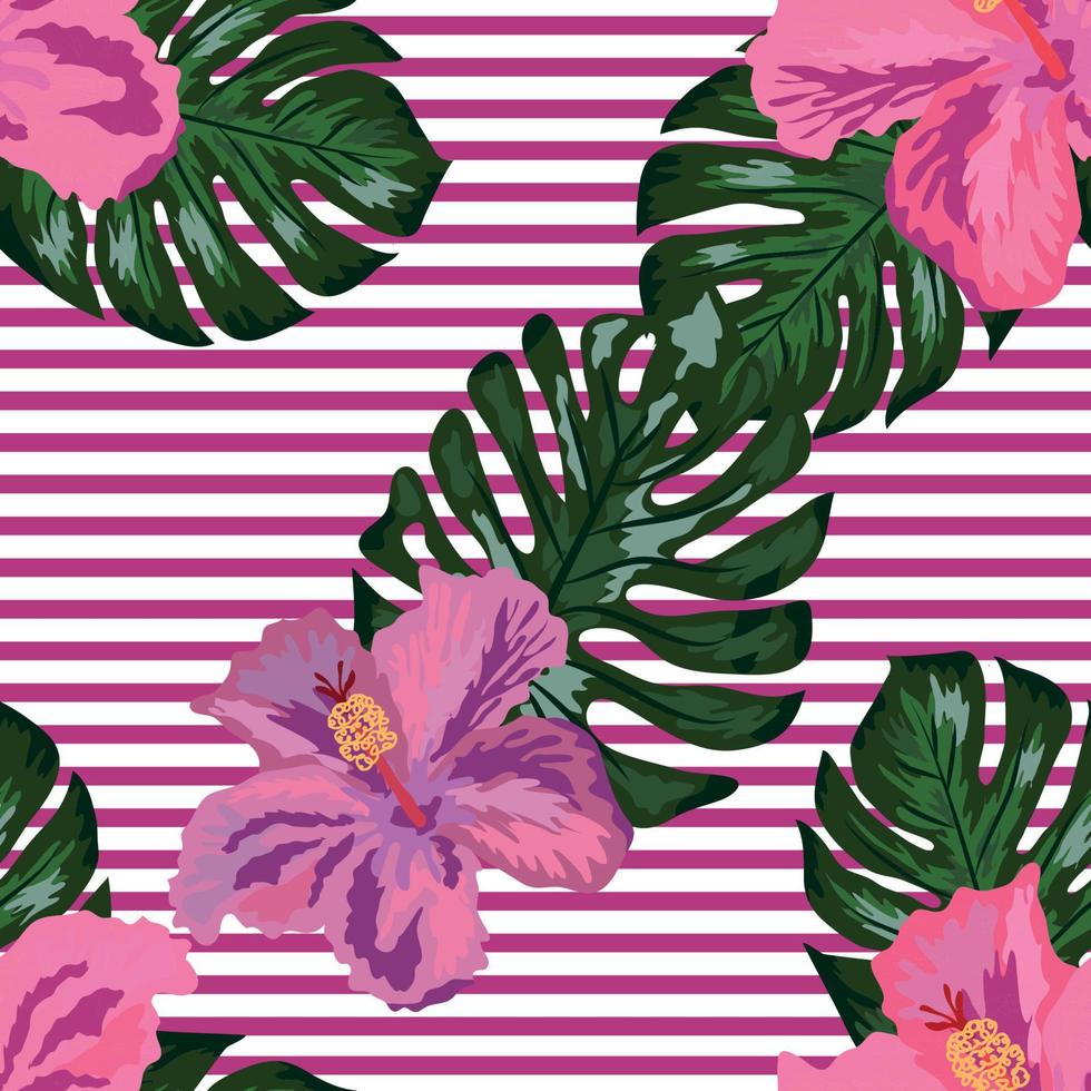 Fondo de pantalla hawaiano tropical tropical exótico floral de patrones sin fisuras. impresión botánica. fondo floral moderno. vector