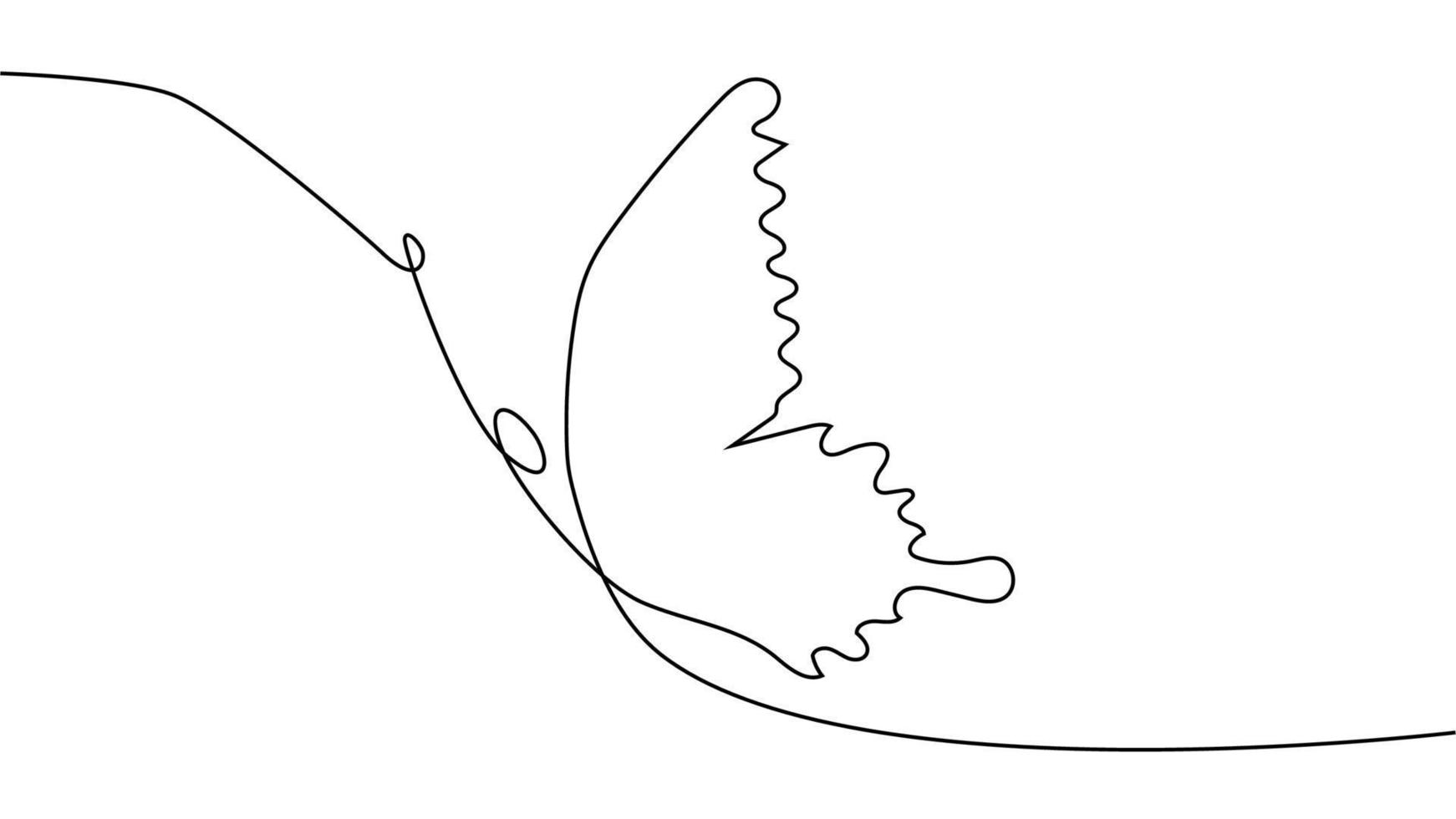 dibujo continuo de una línea. logotipo de mariposa voladora. ilustración en blanco y negro. concepto de logotipo, tarjeta, pancarta vector