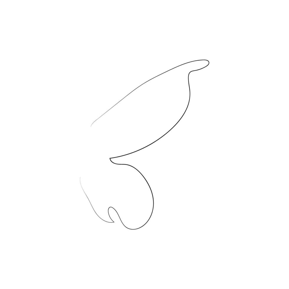 Flying bird continuous line drawing element isolated on white background for logo or decorative element. vector