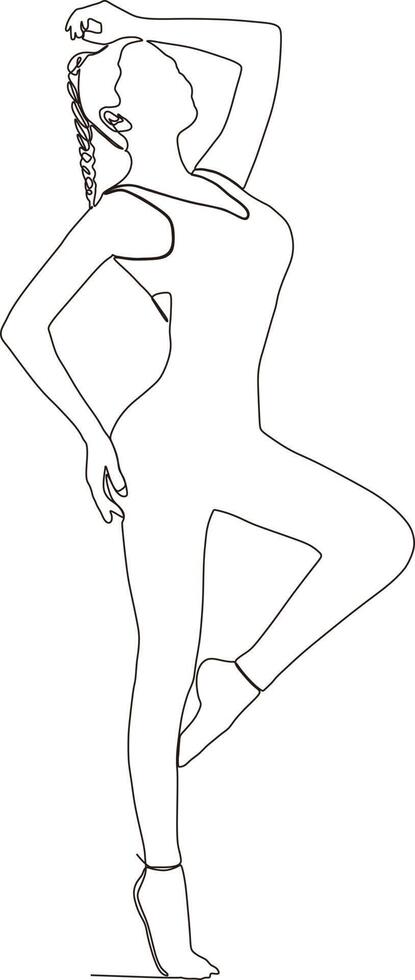 continuous line of beautiful woman ballet dance poses vector