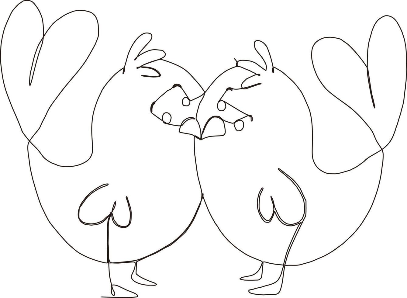 continuous line art drawing of bird vector