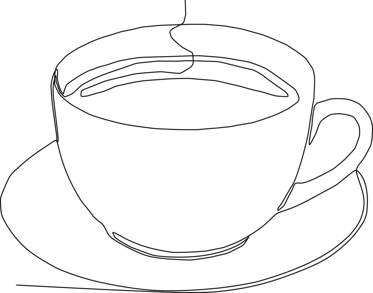 continuous line art drawing of a cup of coffee vector