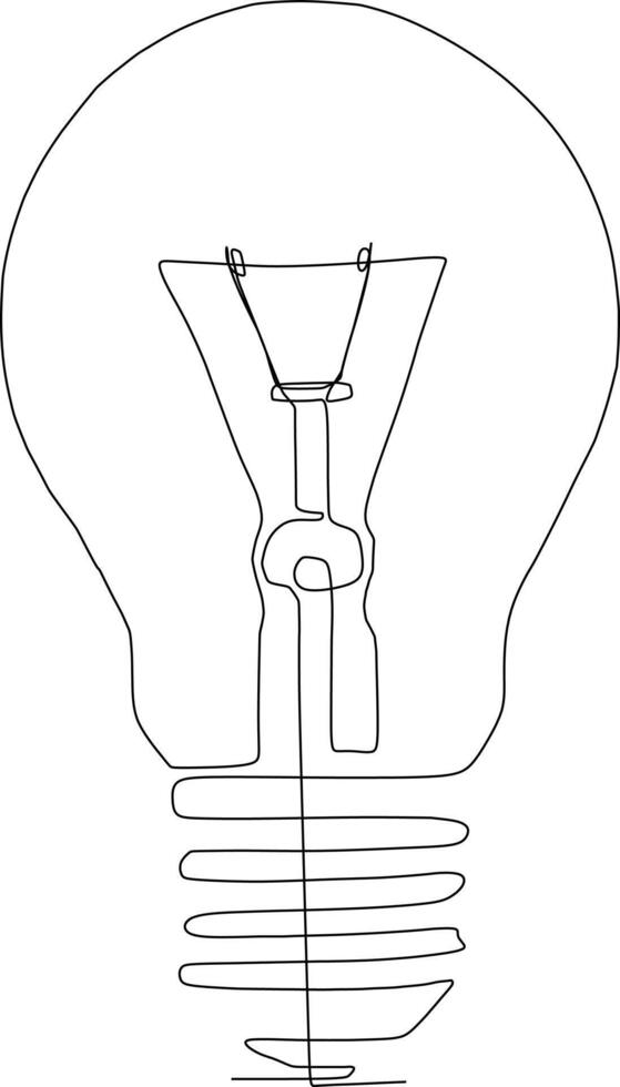 continuous line art drawing of light bulb vector