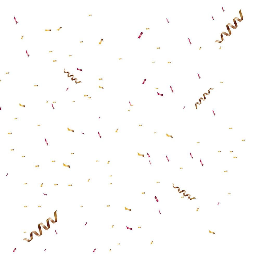 congratulatory background with gold confetti and serpentine. Vector illustration