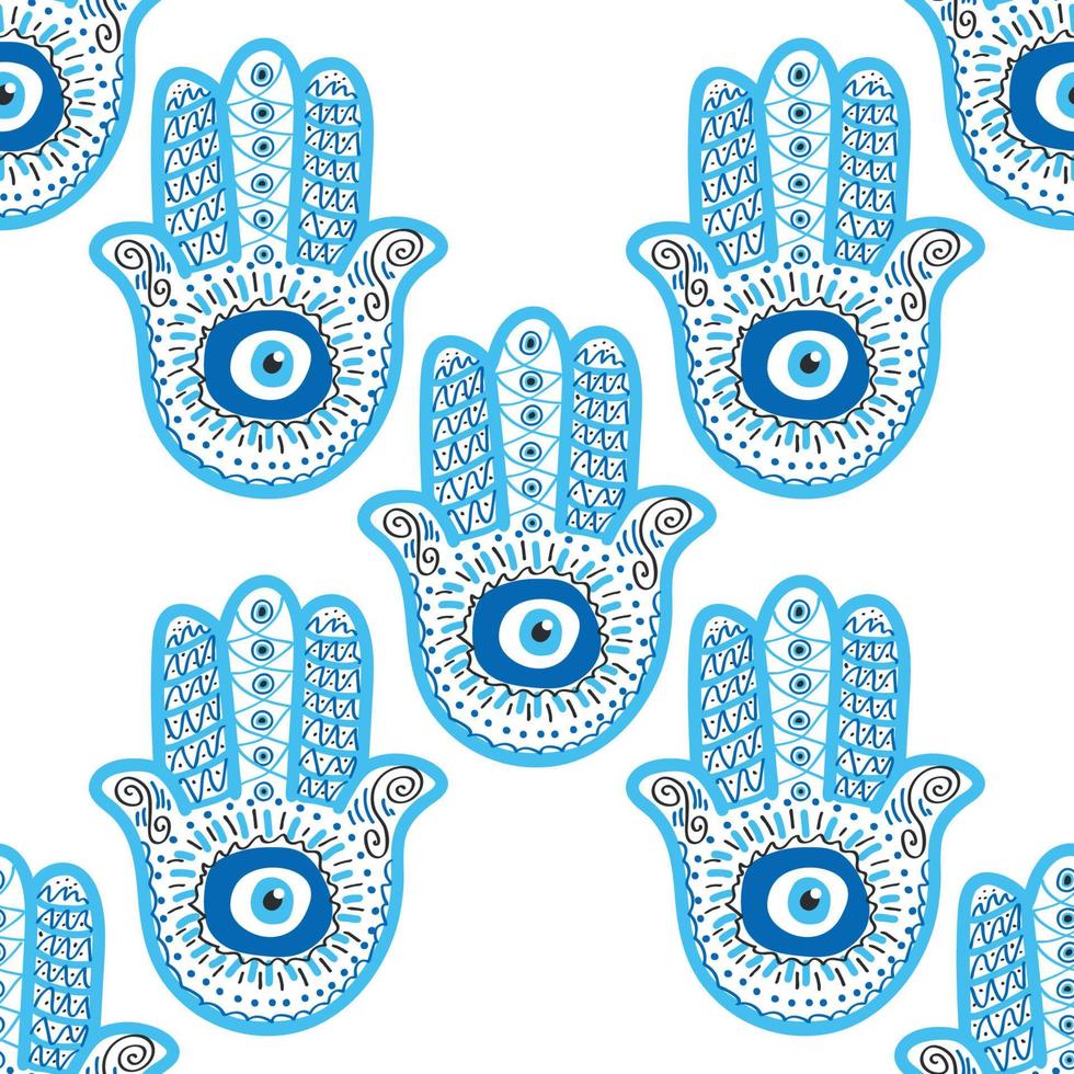 Evil eye seamless pattern. Magic, witchcraft, occult symbol, line art collection. Hamsa eye, magical eye, decor element. vector