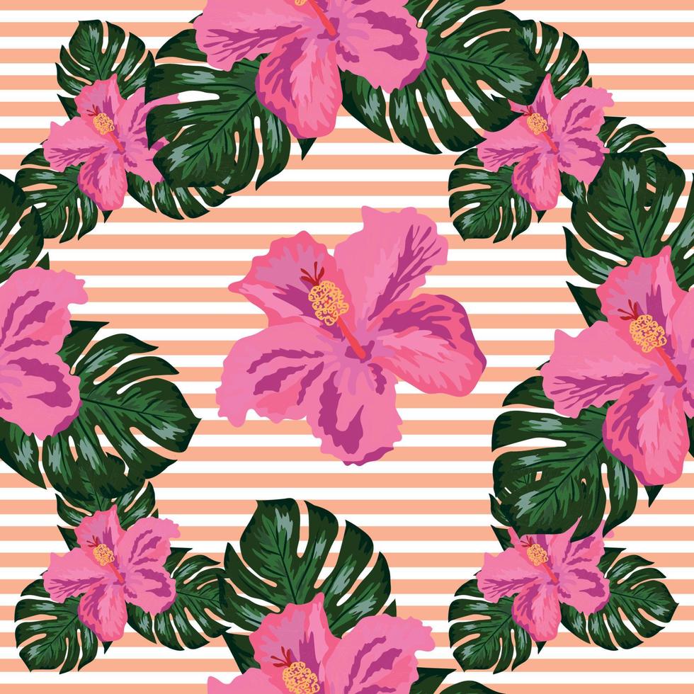 Floral exotic tropical seamless pattern tropic hawaiian wallpaper. Botanical print. Modern floral background vector