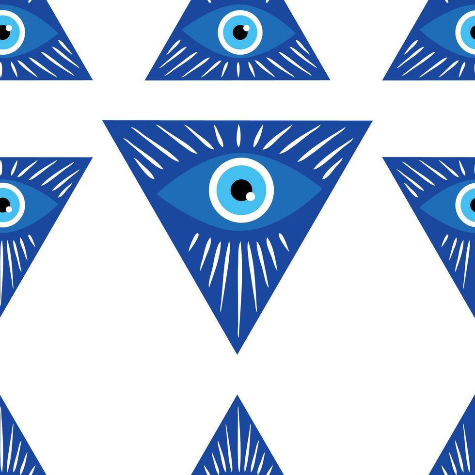 Mandala greek evil eye symbol of protection, blue turkish vector