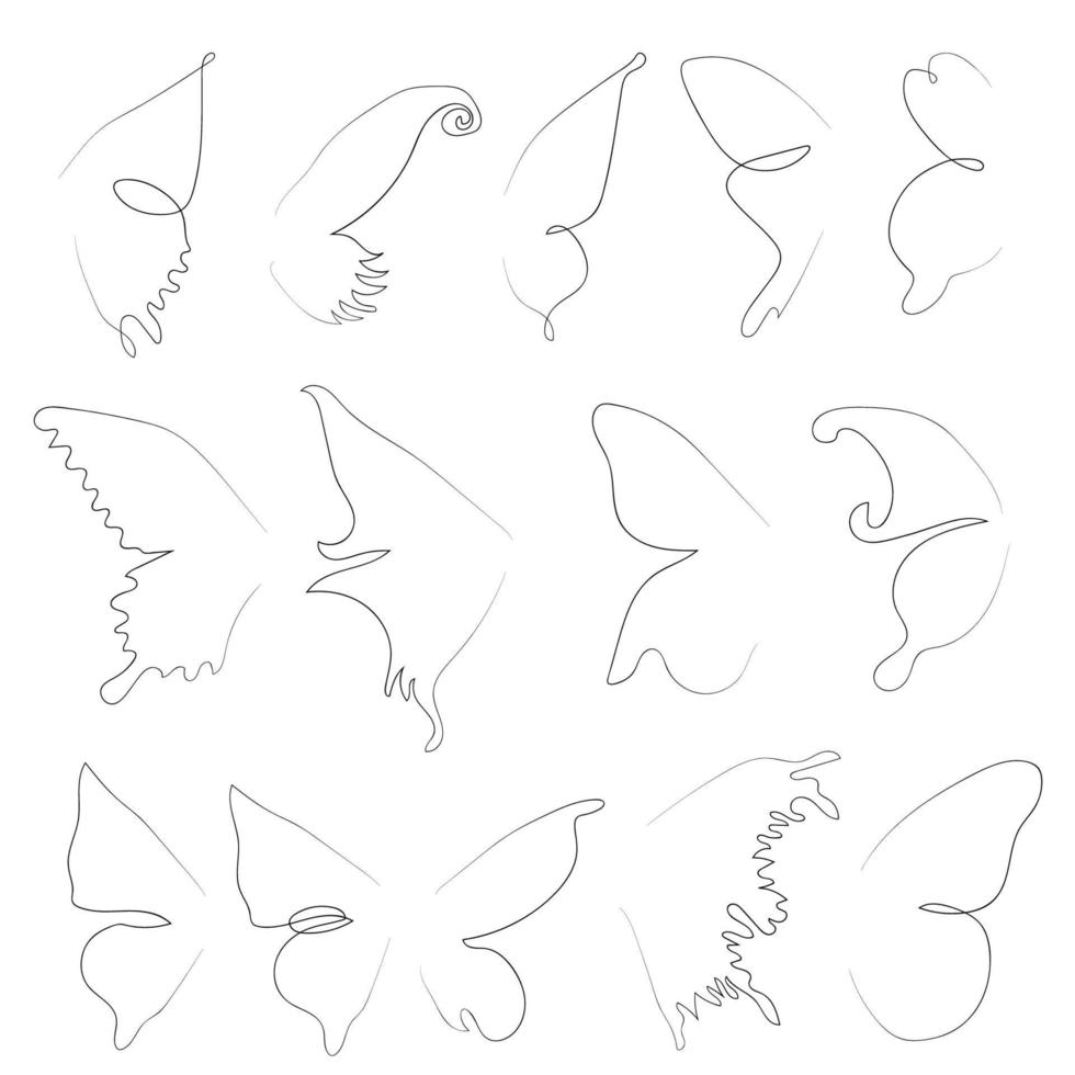 Flying bird continuous line drawing element isolated on white background for logo or decorative element. vector
