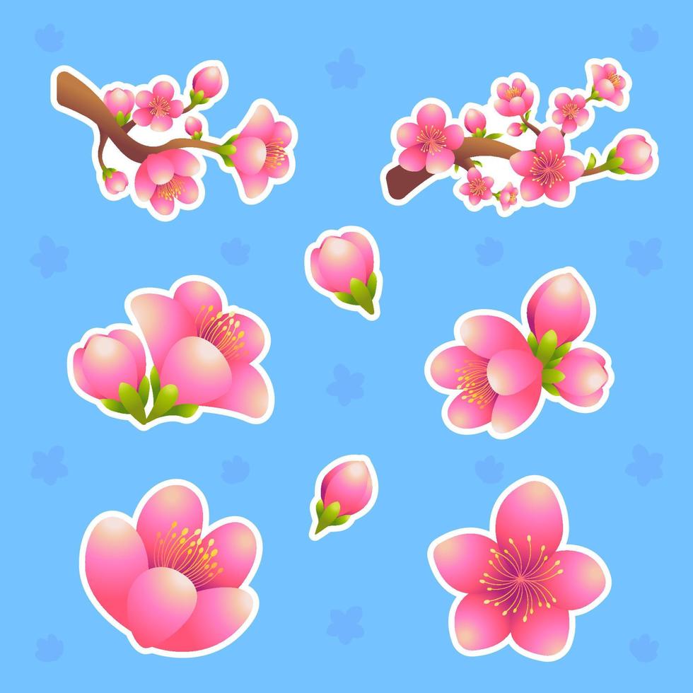 Peach Blossom Sticker Set vector