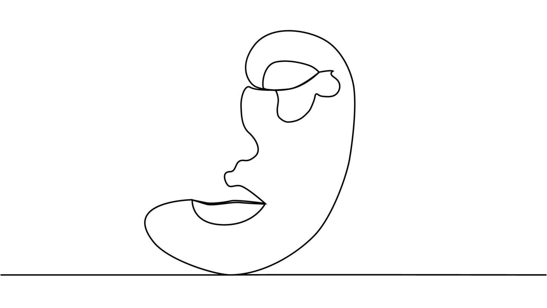 Woman face with flowers one line drawing. Continuous line drawing art. Flower bouquet in woman vector