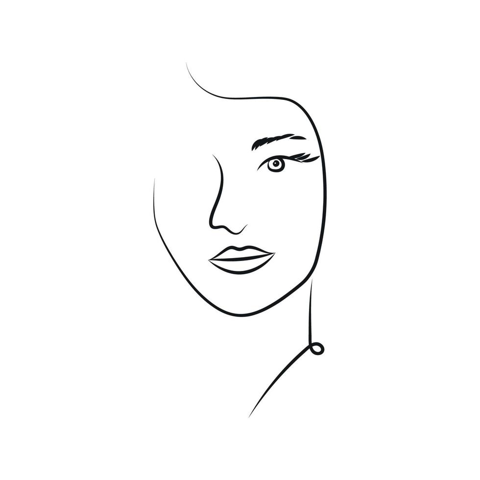 Modern Abstract Face Portrait. Linear Ink Brush. Line Art Current Contemporary Continuous Cubism Painting. Fashion Style Black And White Abstraction Poster vector